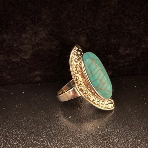 💖 Size 8 Blue Turquoise Silver Ring NEW - Picture 2 of 5